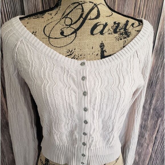 Free People Button Up Cropped Sweater W Size L - Picture 2 of 13